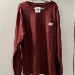 CANUCKS Men's Long Sleeve Pocket Tee in Deep Wine